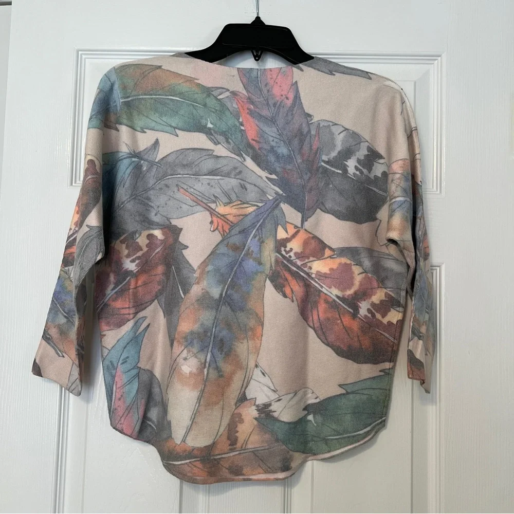 SIONI sweater feathers rhinestones dolman sleeves Small